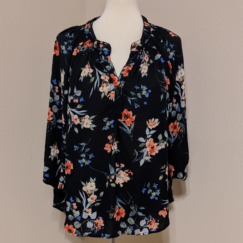 Rebecca Malone Black Floral Top